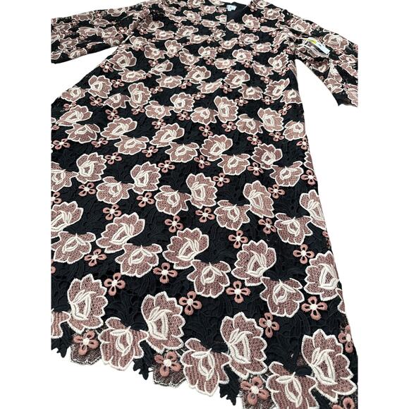 J.Marie Talia Floral Lace Mandarin Collar Long Bell Sleeve Midi Dress Size Small - Picture 5 of 11